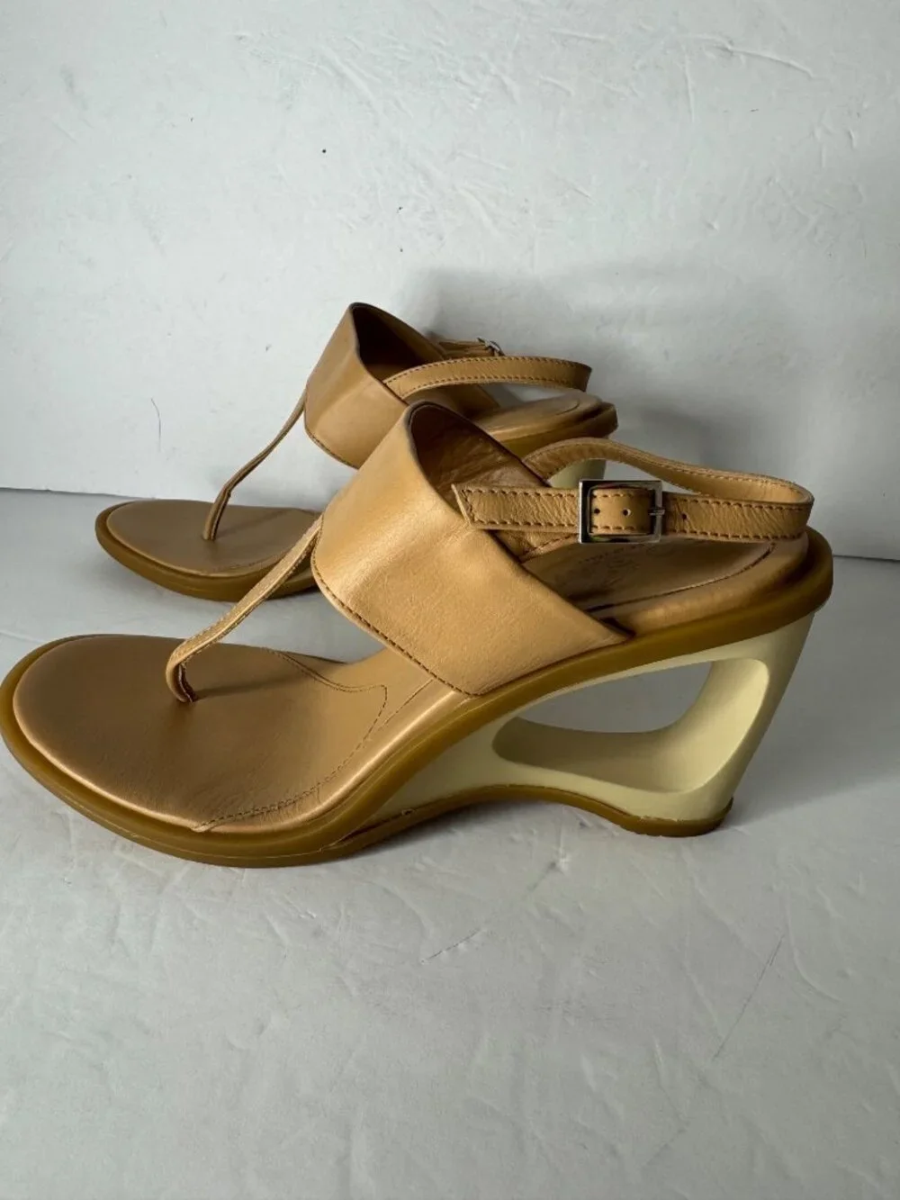 Hogan Sculptural Cutout Architectural Wedge Thong Sandal EU 39 US 9 NIB